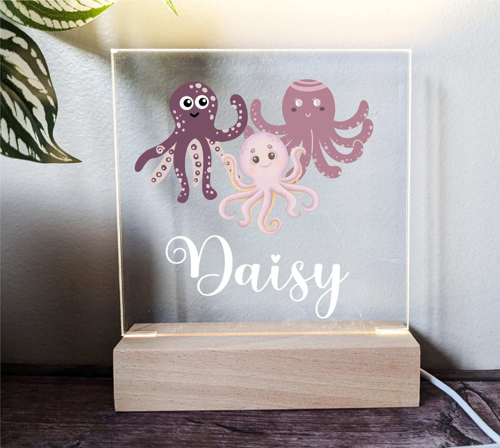 Personalized Octopus Kid Night Light Custom Name Gift