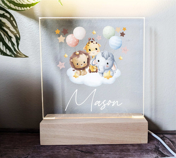 Wild Animal Kid Night Light Custom Nursery Decor Gift