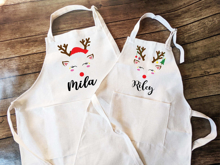 Christmas Baking Crew Aprons Adult Kids Mom Daughter Matching