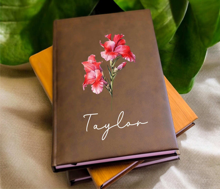 Birth Flower Journal With Name Personalized Gift Floral