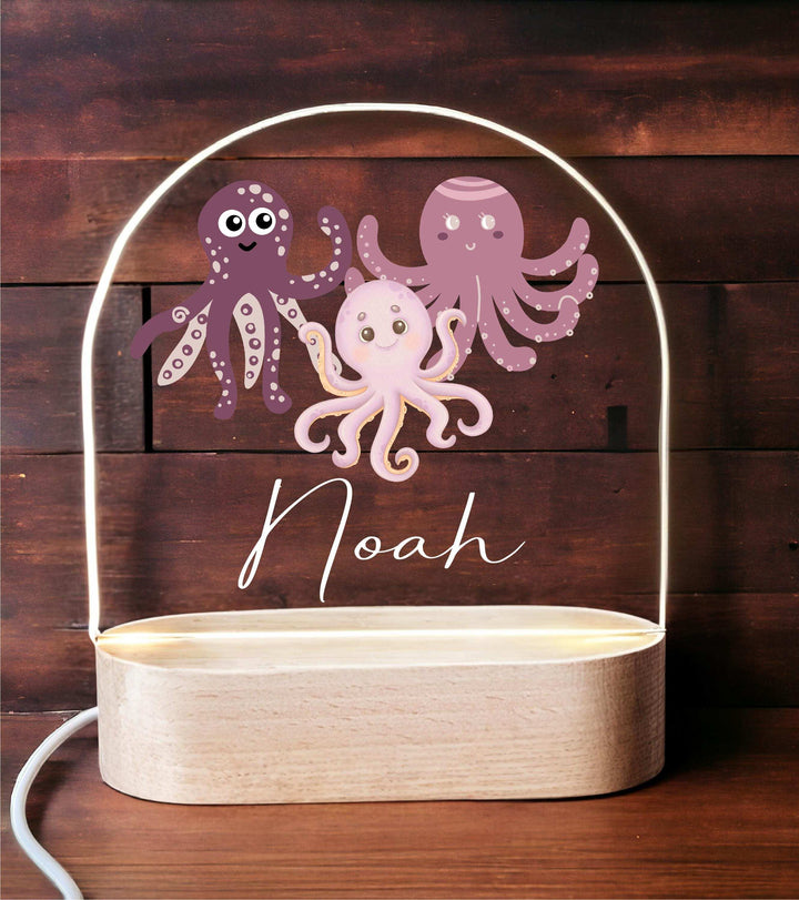 Personalized Octopus Kid Night Light Custom Name Gift