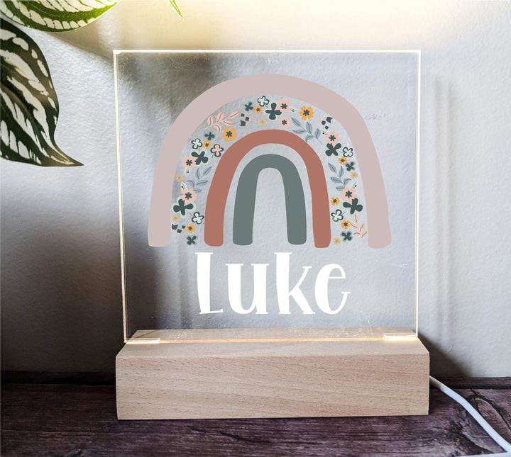 Personalized Rainbow Kids Room Decor Custom Boho LED Light