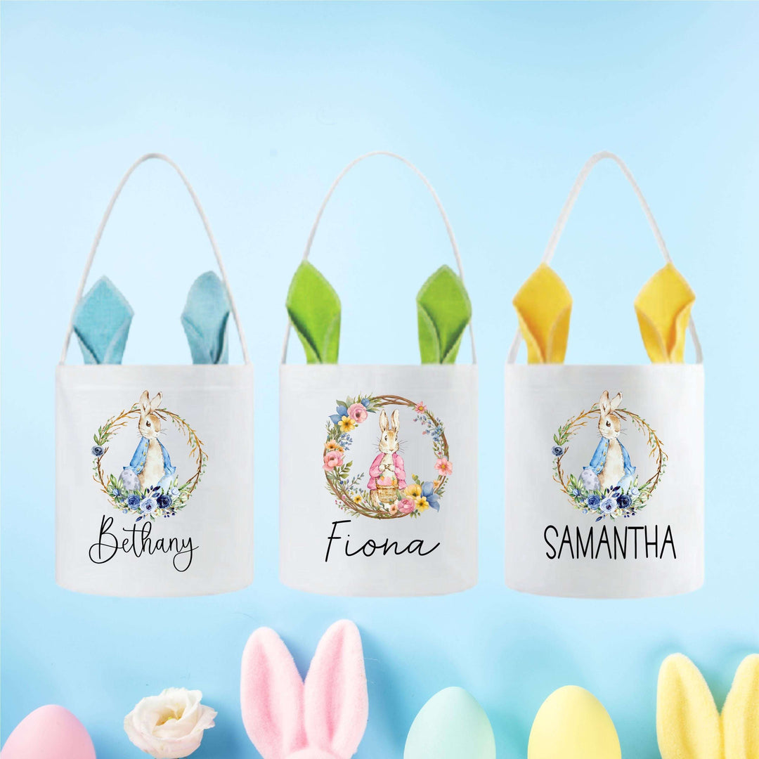 Personalized Kids Easter Basket Bunny Ears Easter Gift Bag