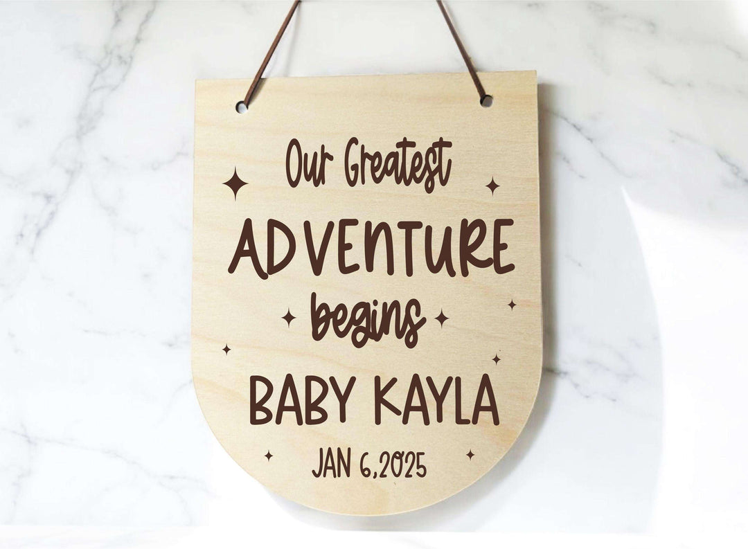 Our Greatest Adventure Nursery Decor Personalized Wall Flag