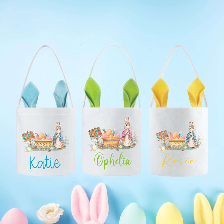 Custom Kids Easter Basket Bunny Ears Personalized Gift