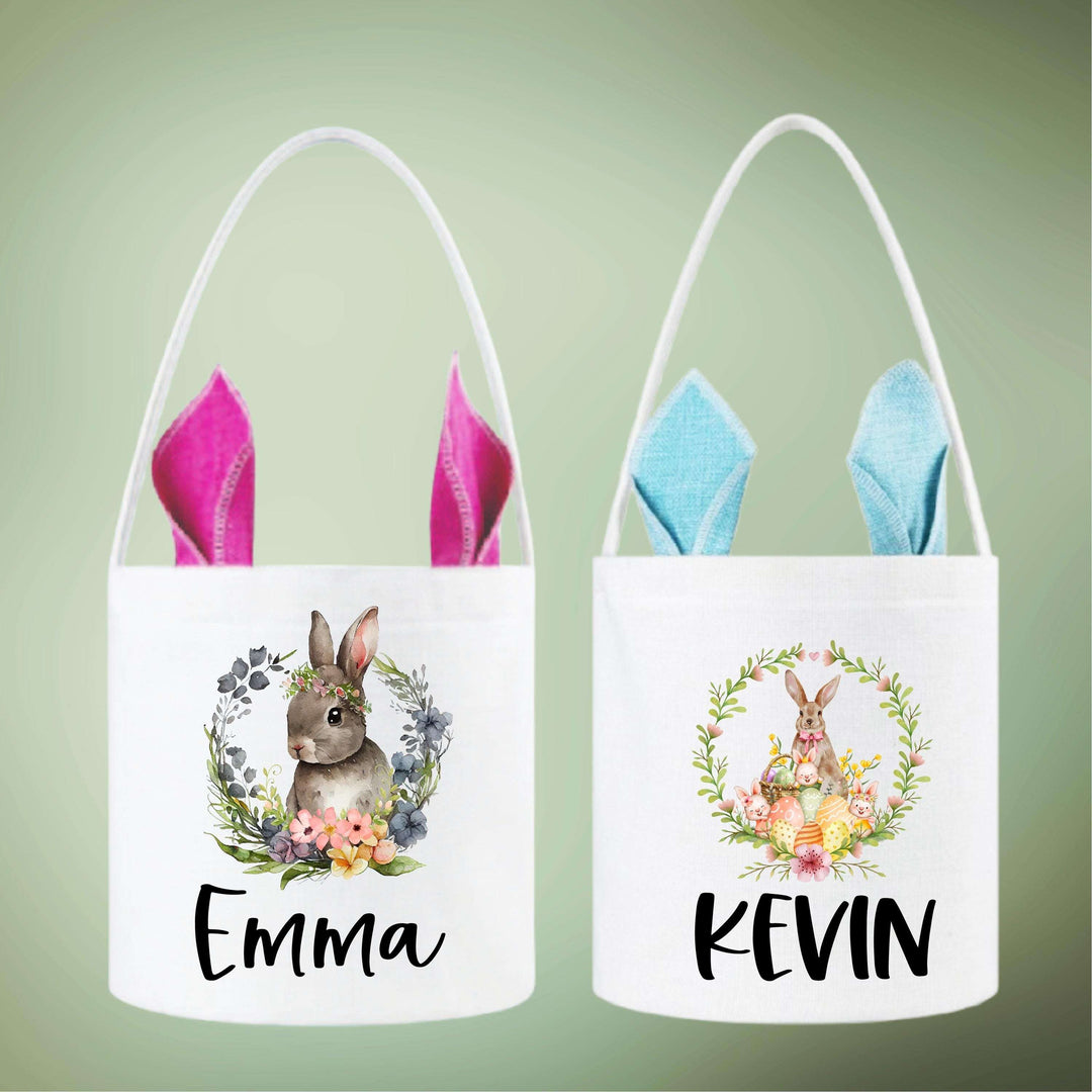 Custom Kids Easter Bag With Bunny Ears Personalized Egg Hunt Bag