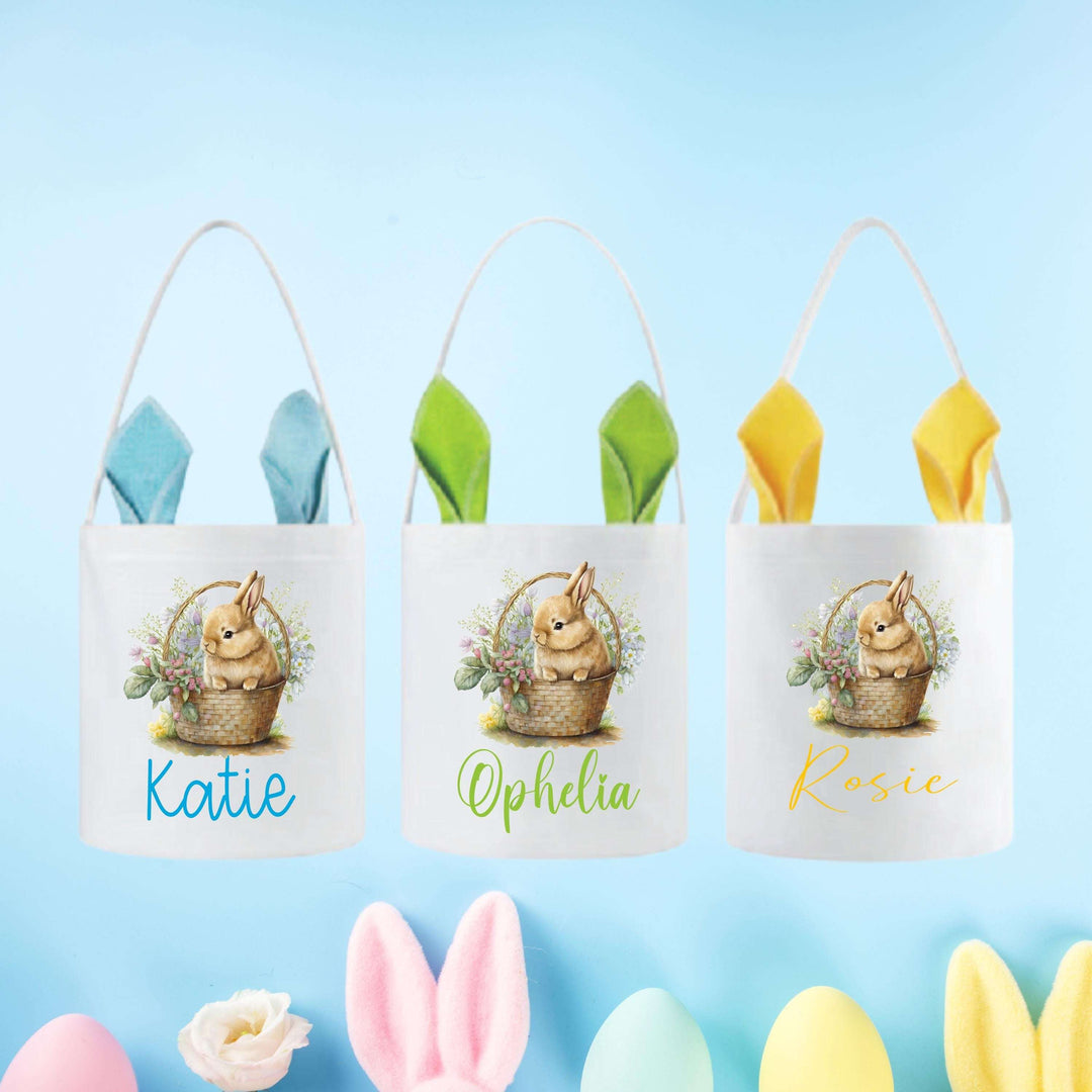 Personalized Vintage Bunny Easter Basket for Kids Easter Gifts