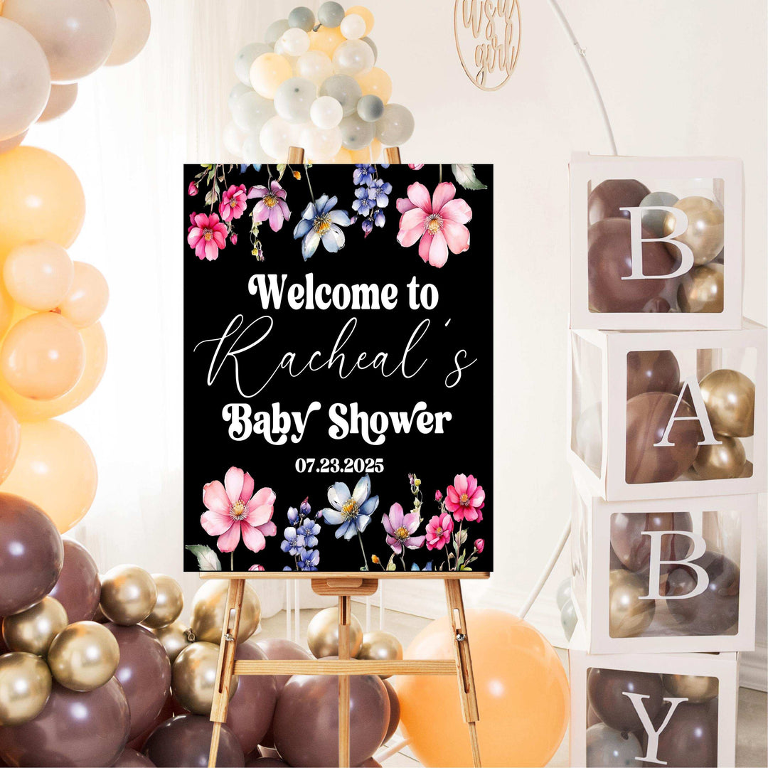 Custom Baby Shower Sign Wildflower Baby Shower Welcome Sign