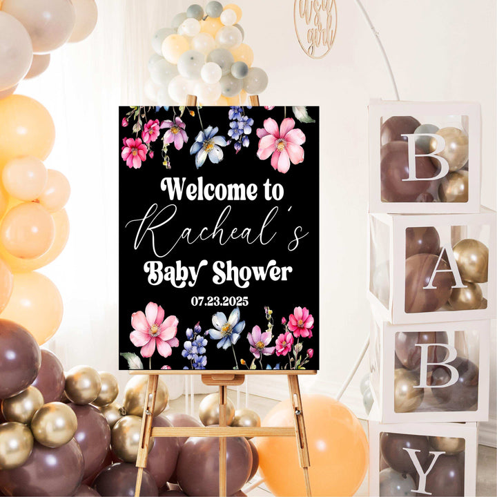 Custom Baby Shower Sign Wildflower Baby Shower Welcome Sign