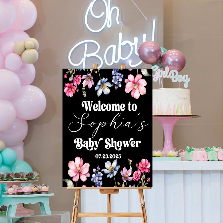 Custom Baby Shower Sign Wildflower Baby Shower Welcome Sign