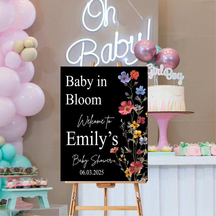 Baby Shower Sign Wildflower Welcome Sign Acrylic Girl Decor