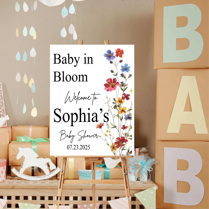 Baby Shower Sign Wildflower Welcome Sign Acrylic Girl Decor