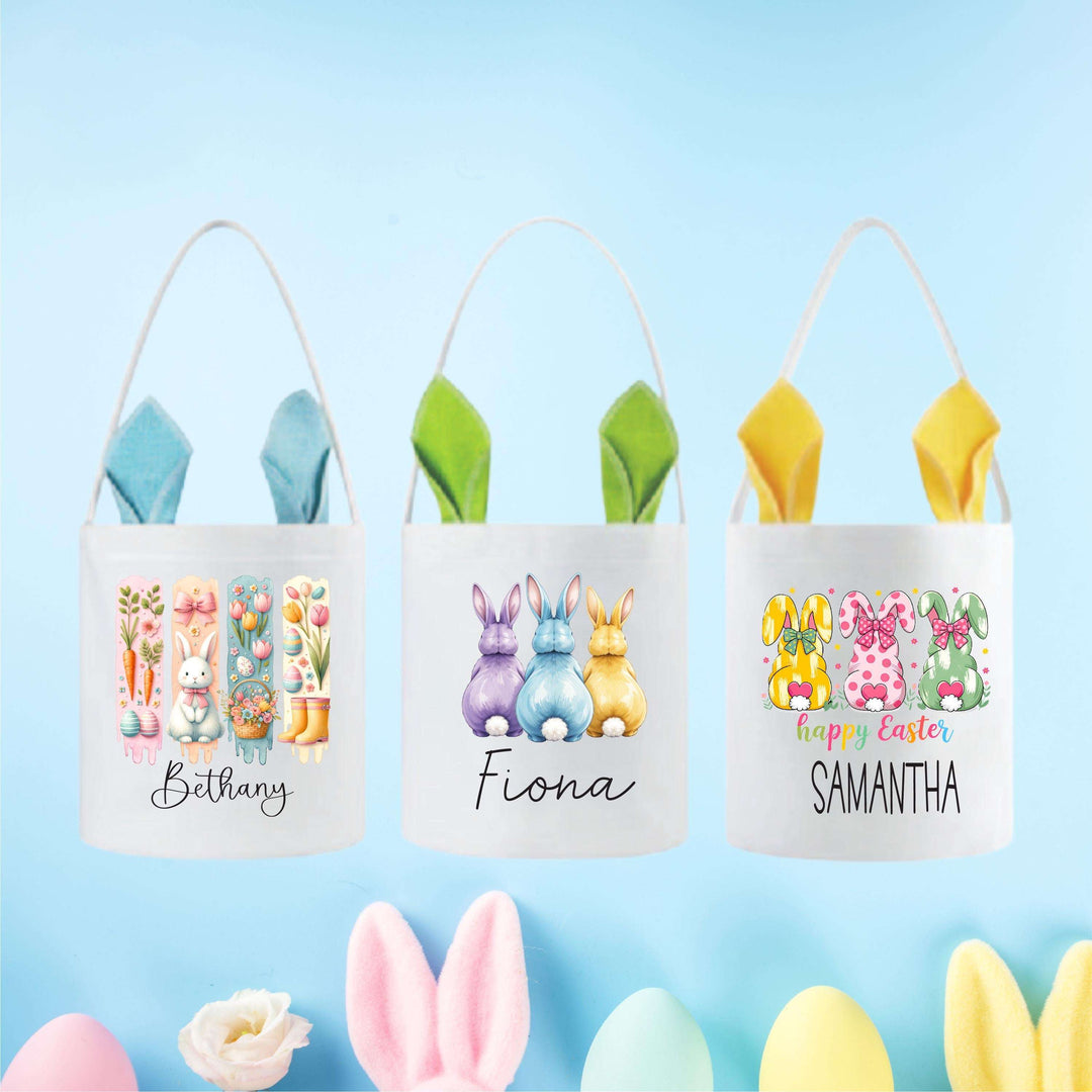 Easter Basket With Bunny Ears Personalized Egg Hunt Bag For Grandkids