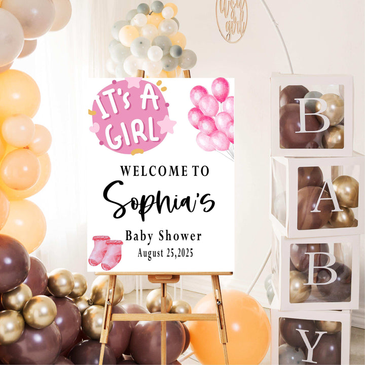 It's a Girl Baby Shower Sign Entrance Welcome Sign Acrylic Pink