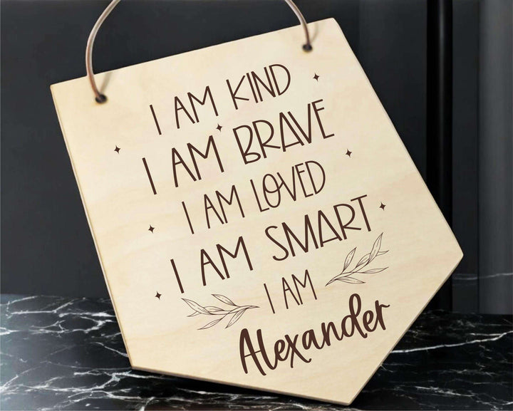 I Am Brave Wood Nursery Decor Wall Flag Arch Kids Sign