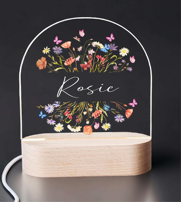 Custom Baby Girl Gift Led Night Light Floral Nursery Decor