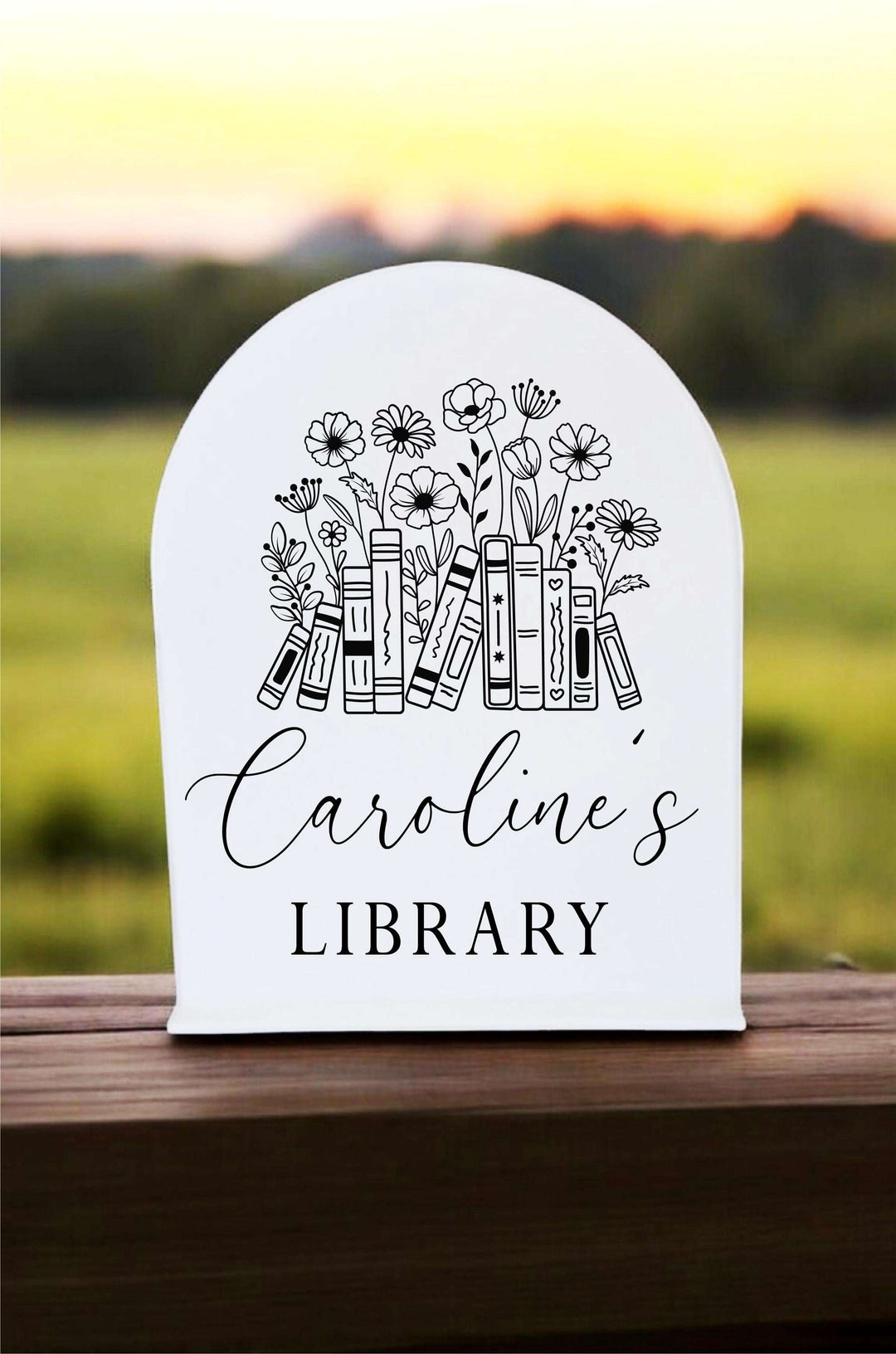 Library Sign Bookshelf Decor Fantasy Reader Name Sign Gift