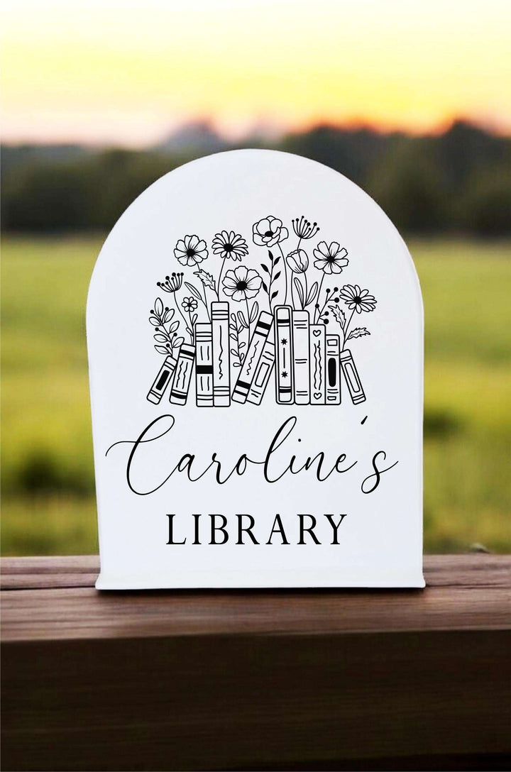 Library Sign Bookshelf Decor Fantasy Reader Name Sign Gift