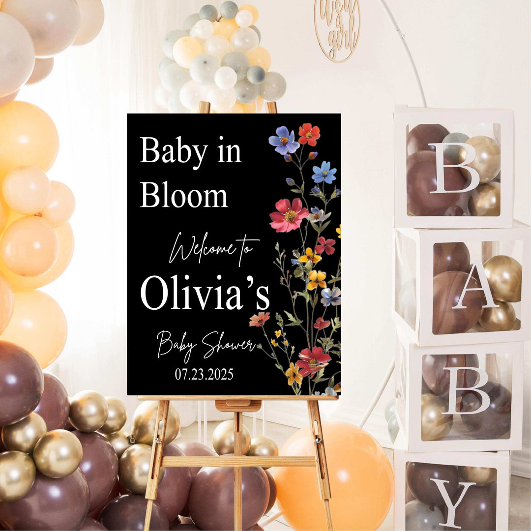 Baby Shower Sign Wildflower Welcome Sign Acrylic Girl Decor