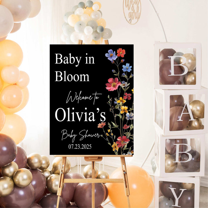 Baby Shower Sign Wildflower Welcome Sign Acrylic Girl Decor