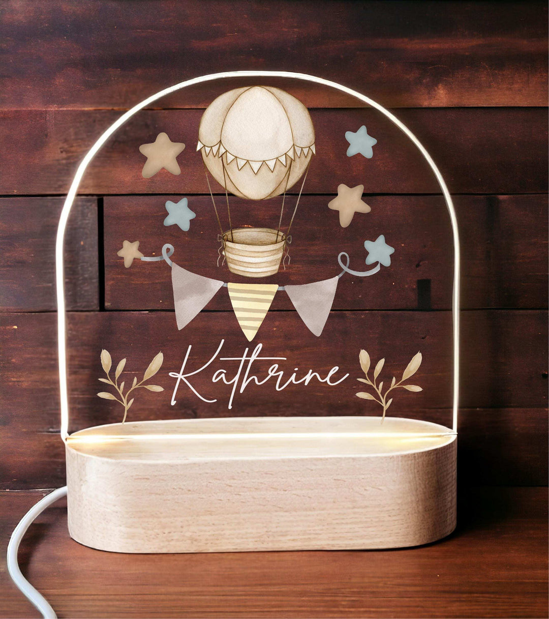 Personalized Hot Air Balloon Baby Gifts Custom Name LED Light