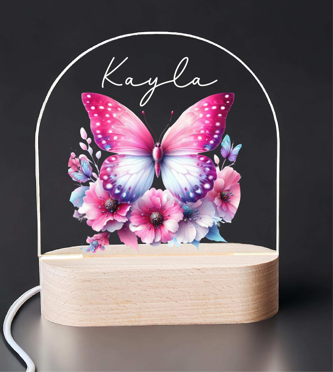 Personalized Butterfly Baby Girl Room Decor Custom Name LED Light