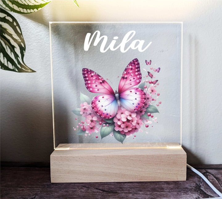 Personalized Butterfly Baby Girl Room Decor Custom Name LED Light