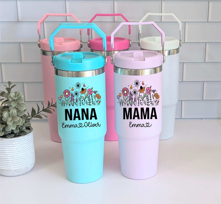 Personalized Gift Nana Floral Tumbler for Mom Grandma