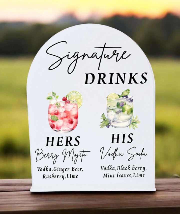 Signature Drink Sign Wedding Cocktail Menu Bar Sign