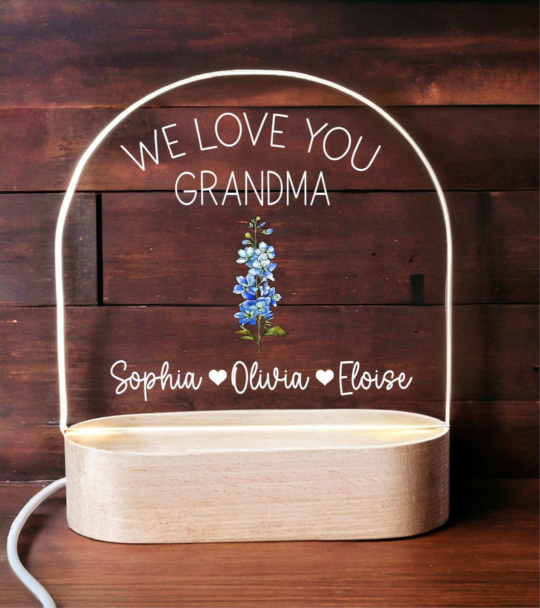 Birth Month Flower Acrylic Night Light Gift for Mom and Grandma