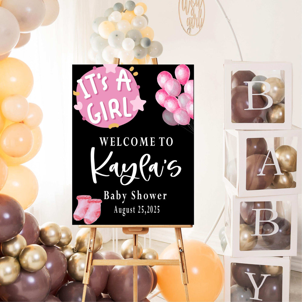 It's a Girl Baby Shower Sign Entrance Welcome Sign Acrylic Pink
