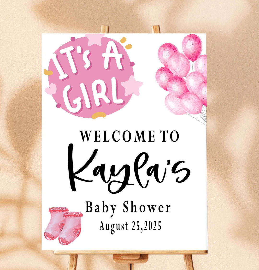 It's a Girl Baby Shower Sign Entrance Welcome Sign Acrylic Pink