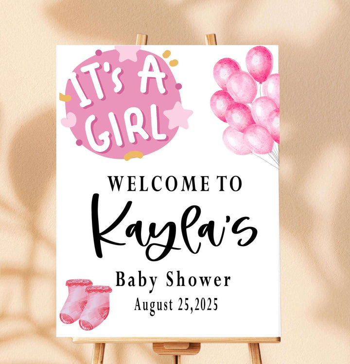It's a Girl Baby Shower Sign Entrance Welcome Sign Acrylic Pink