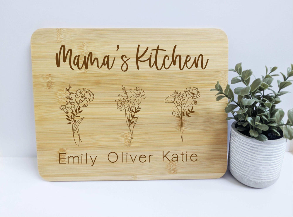 Personalized Birth Flower Engraved Mama Gift for Grandma