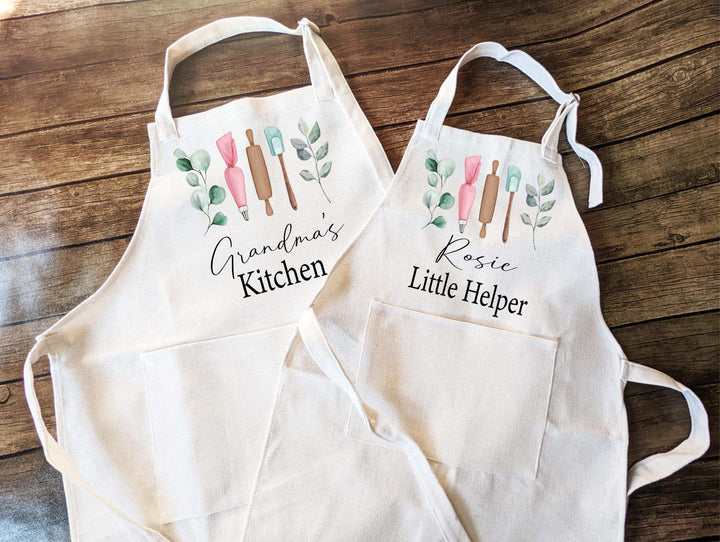 Mothers Day Gift Kitchen Apron Women With Pocket And Kids Matching Apron