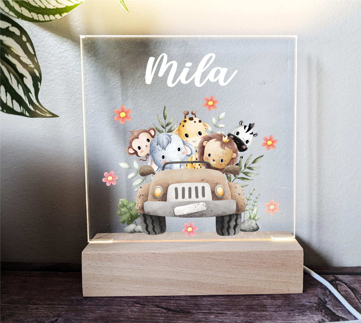 Custom Animal Safari Kids Room Light Decor Birthday Gift