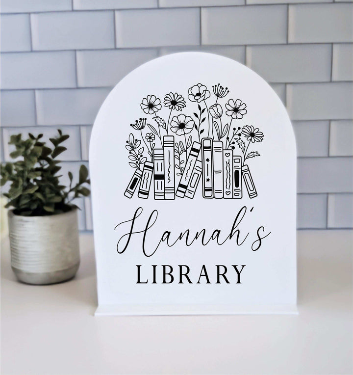 Library Sign Bookshelf Decor Fantasy Reader Name Sign Gift