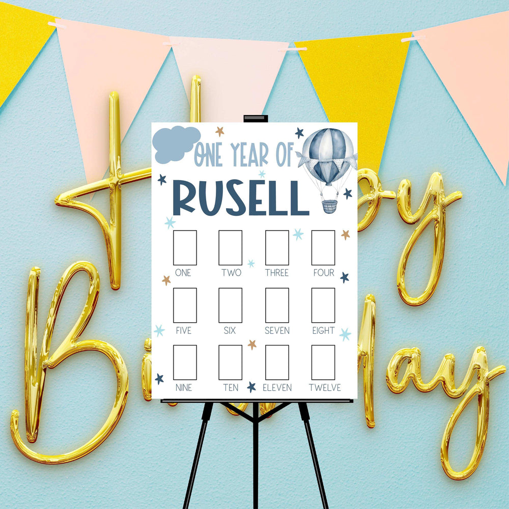 Boy First Birthday Acrylic Photo Board Hot Air Balloon Sign