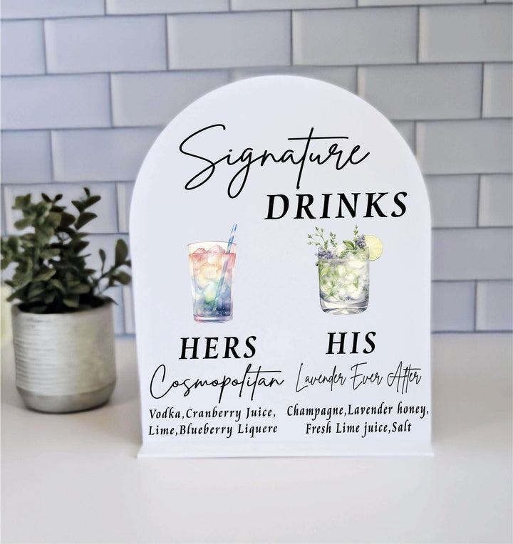 Signature Drink Sign Wedding Cocktail Menu Bar Sign