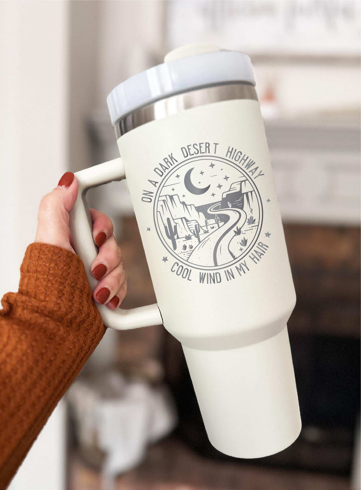 Camper Gift On A Dark Desert Highway Tumbler Adventure Lover