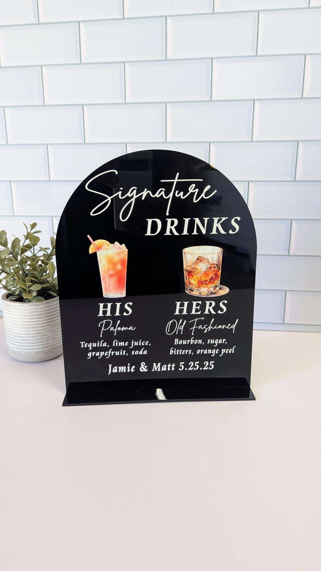 Signature Drink Sign Wedding Cocktail Menu Bar Sign