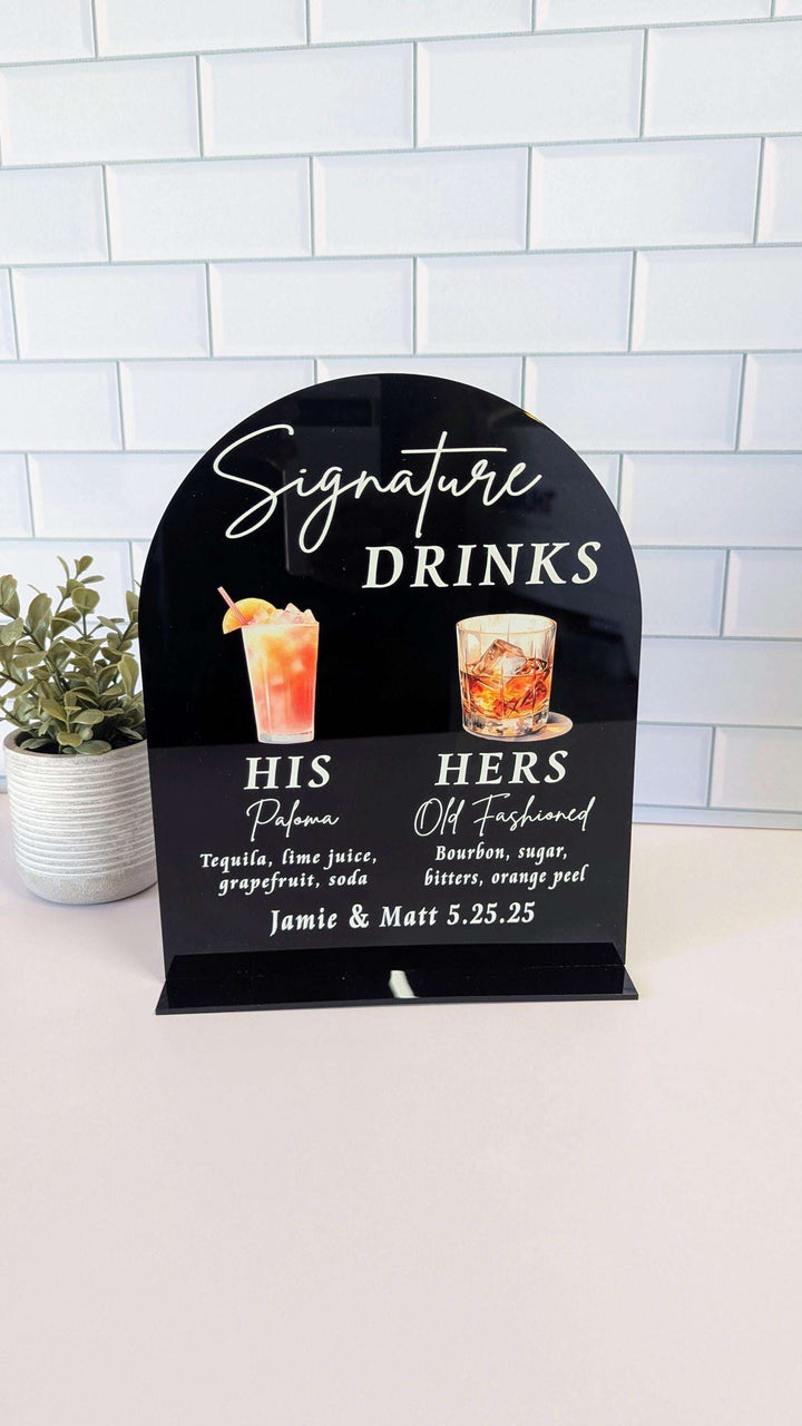 Signature Drink Sign Wedding Cocktail Menu Bar Sign