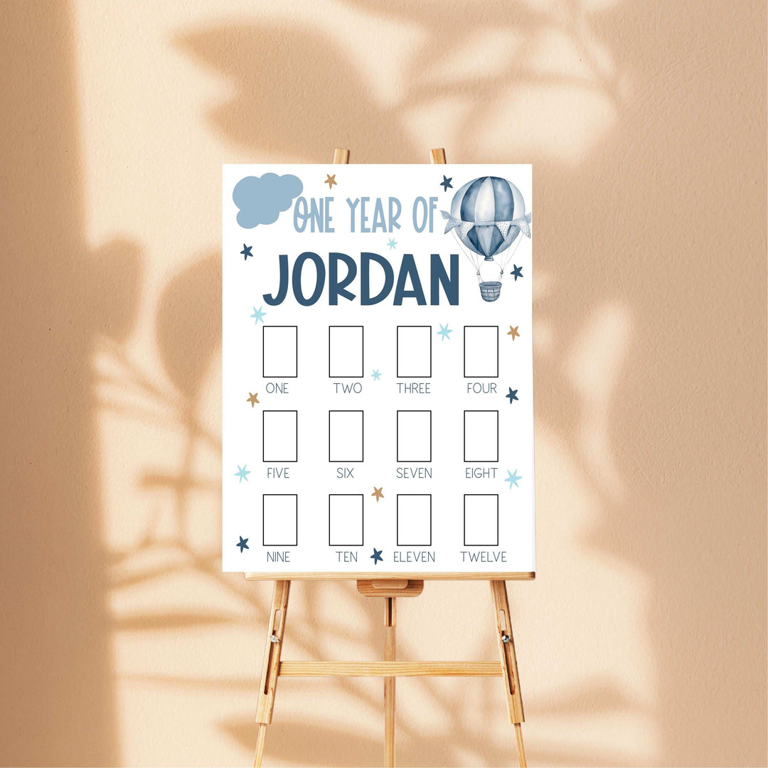 Boy First Birthday Acrylic Photo Board Hot Air Balloon Sign