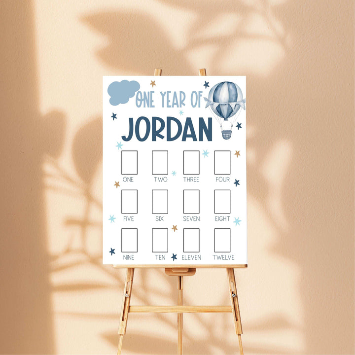 Boy First Birthday Acrylic Photo Board Hot Air Balloon Sign