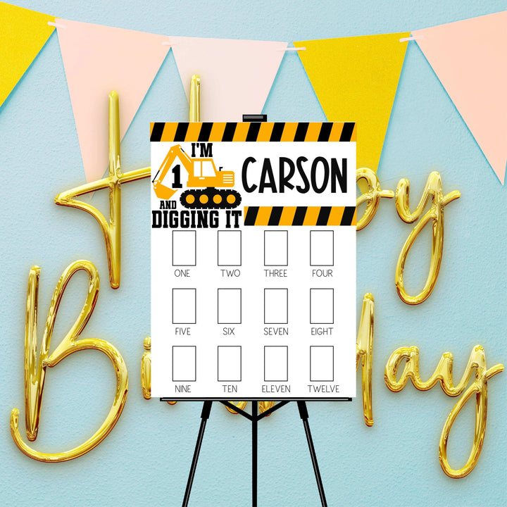 Boy First Birthday Acrylic Photo Board Construction Truck Sign