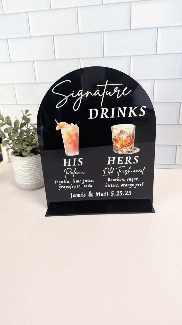 Signature Drink Sign Wedding Cocktail Menu Bar Sign
