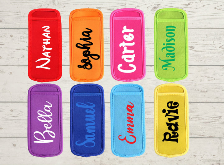 Personalized Popsicle holder ,&nbsp;popsicle freezer holder with name, neoprene popsicle holder