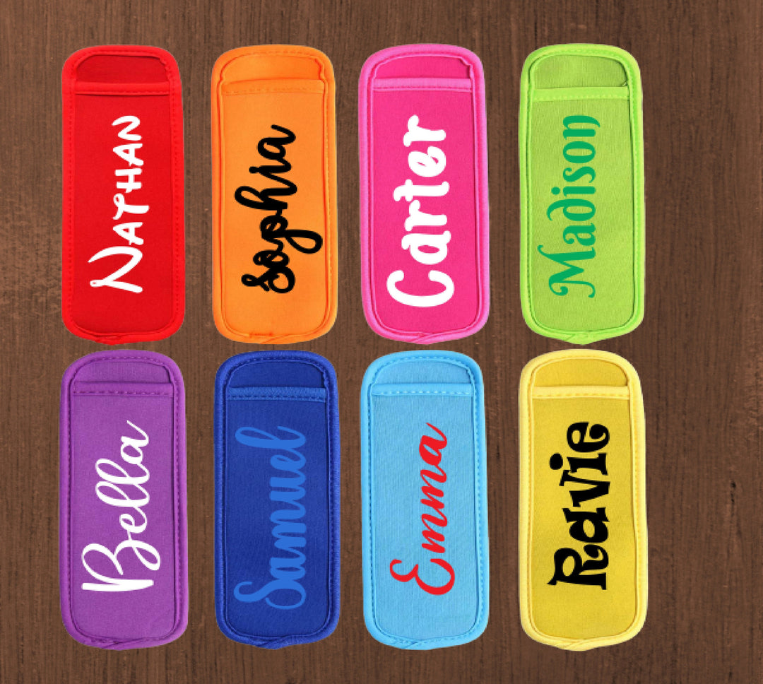 Personalized Popsicle holder ,&nbsp;popsicle freezer holder with name, neoprene popsicle holder