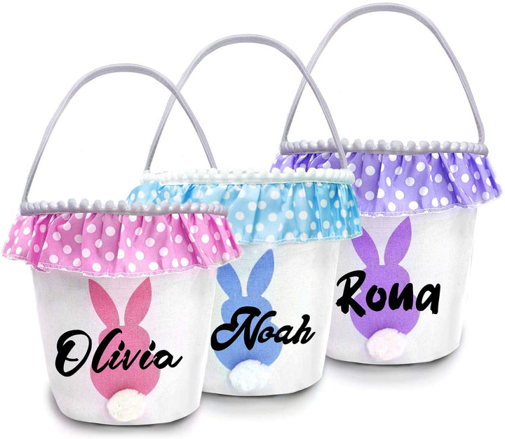 Kids Easter Basket With Ruffles Girls And Boys Name