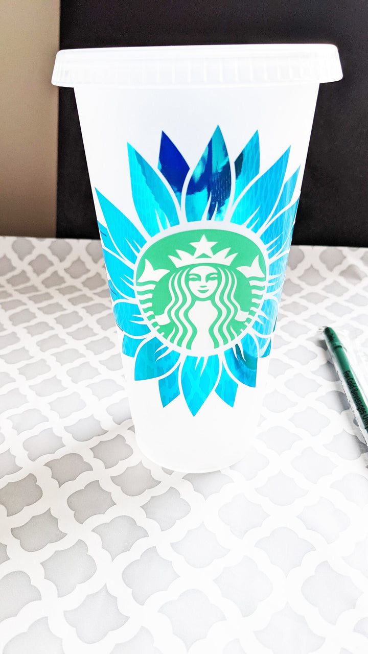 Starbucks&nbsp;sunflower cup personalized,Sunflower Starbucks cup with name,Sunflower cup